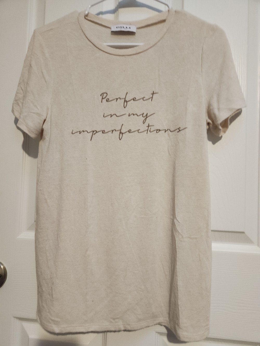 Perfect in My Imperfections Graphic Sweater Tee - Beige